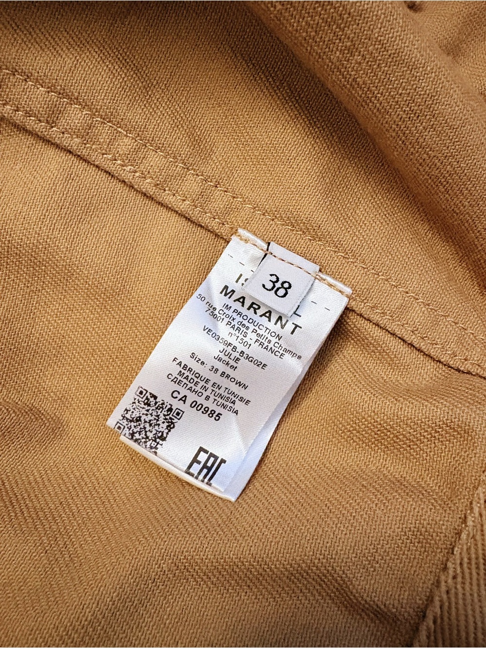 Isabel Marant Cropped Khaki Jacket with Dark Brown Collar Size 38\L - Picture 8 of 9